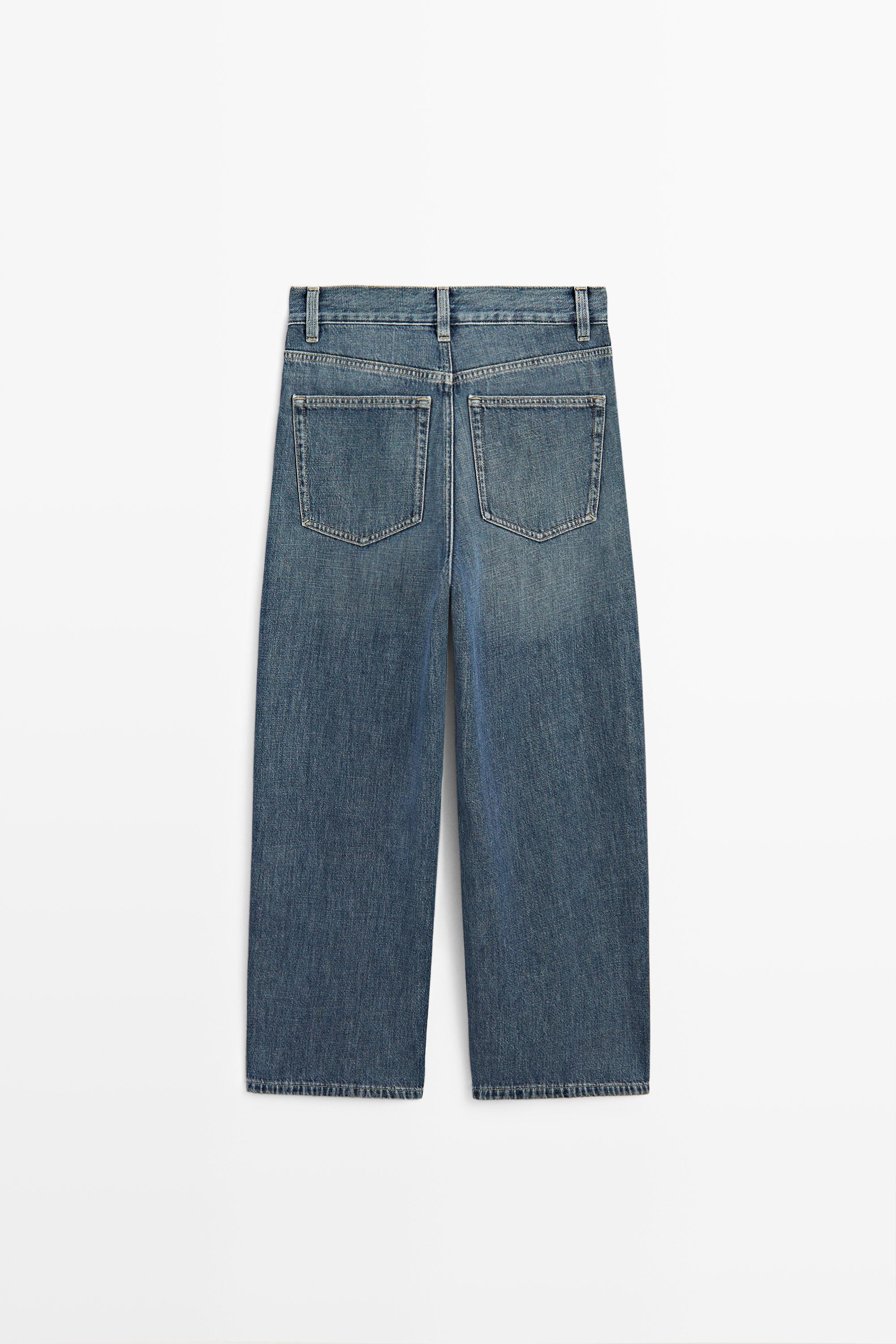 Jean wide leg cropped taille moyenne